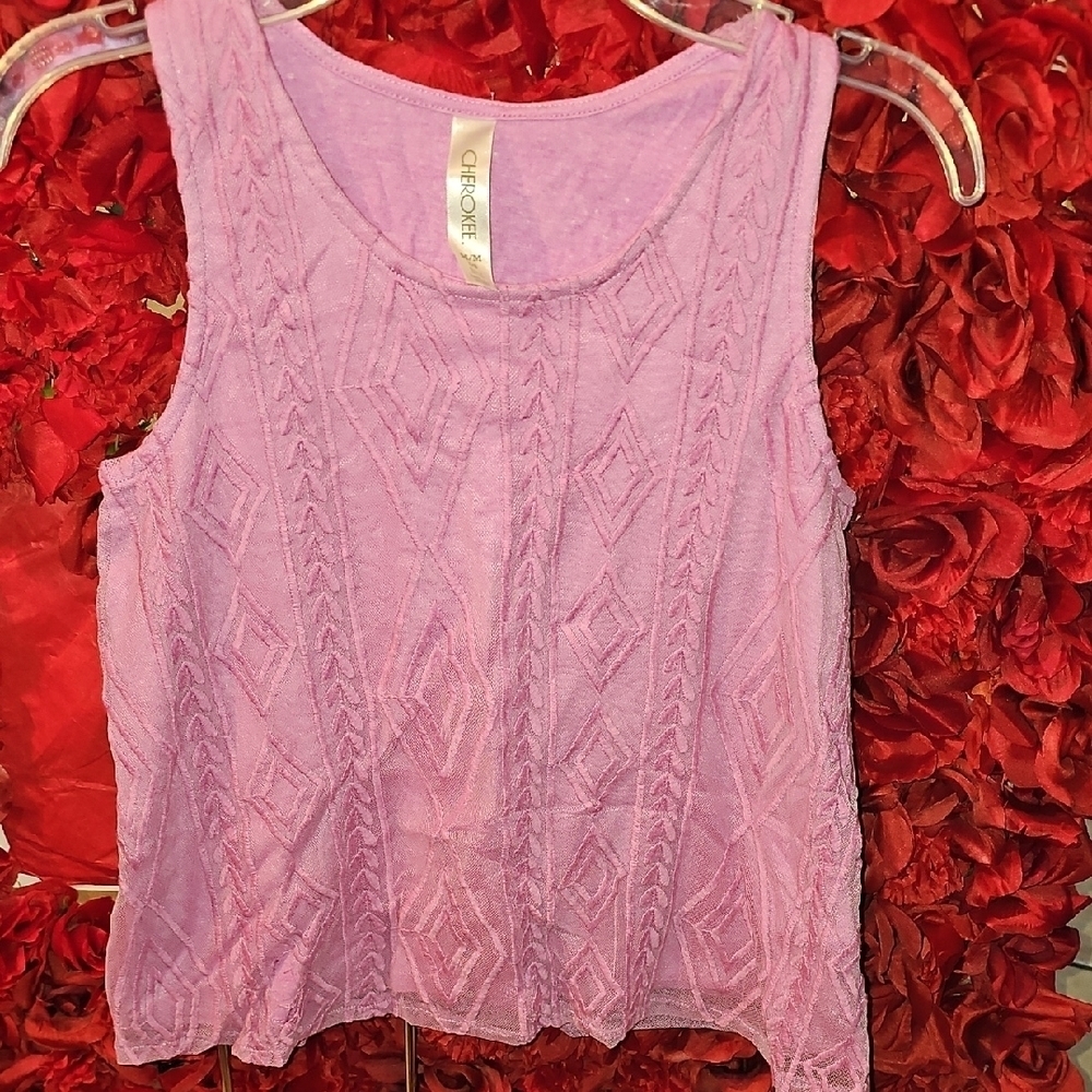 Cherokee Girls Purple Lace Overlay Sleeveless Top Size 7/8